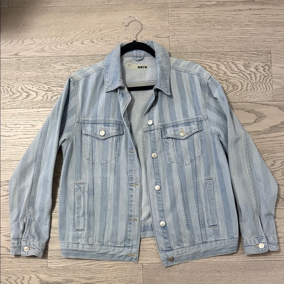 Topshop Light Blue Striped Denim Jacket - Picture 2 of 8